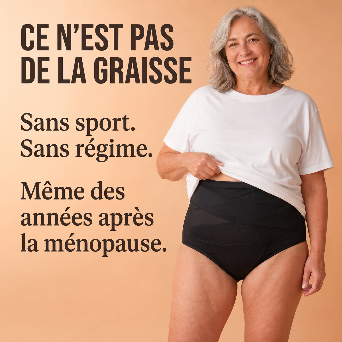 Culotte gainante ménopause — maintien croisé 360°